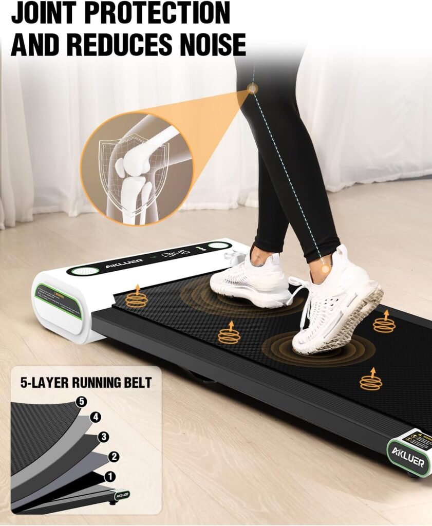 AKLUER Walking Pad Treadmill Under Desk, Portable Treadmill with Bluetooth, Desk Treadmill up to 3.8 MPH Speed, Jogging Walking Treadmill for Small Space Home Fitness