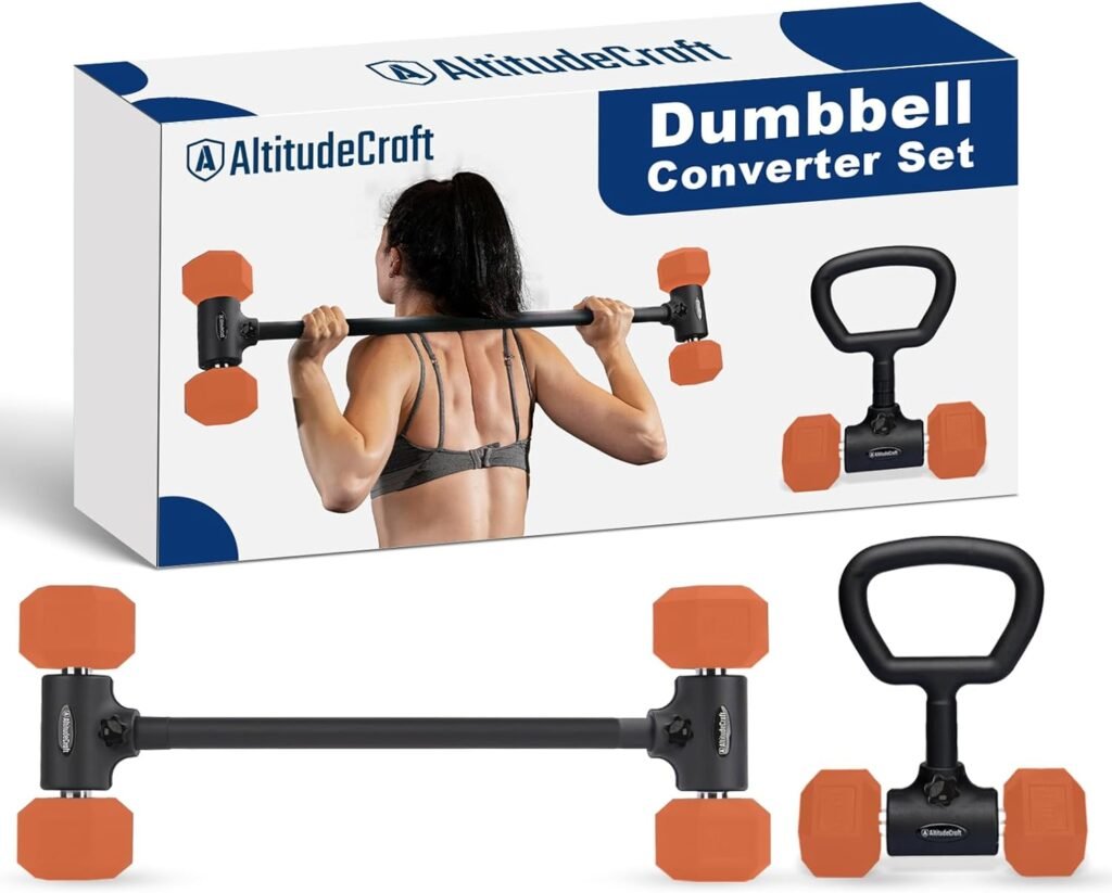 AltitudeCraft Dumbbell Barbell Converter Set, Transform Dumbbells Into a Complete Home Gym - Versatile Adjustable Weight for Full Body Workouts