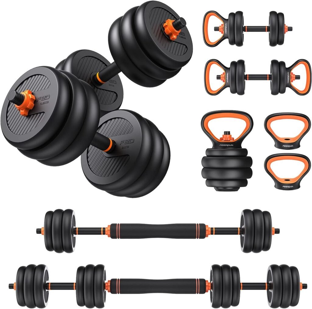 Amazon.com : FEIERDUN Adjustable Dumbbells, 50lbs Free Weight Set with Connector, 4 in1 Dumbbells Set Used as Barbell, Kettlebells, Push up Stand, Fitness Exercises for Home Gym Suitable Men/Women : Sports  Outdoors