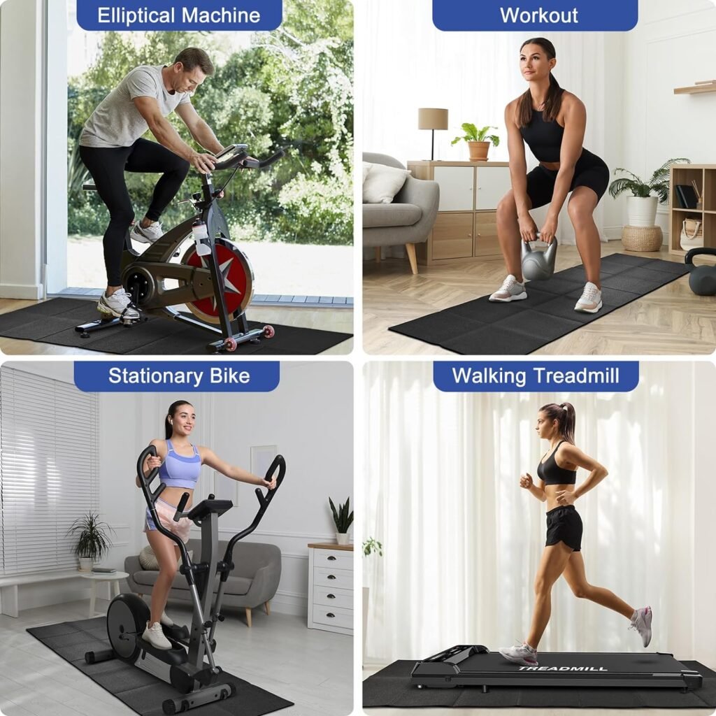 ETUST Treadmill Mat, Foldable Exercise Equipment Mat Non-Slip Durable Exercise Bike Mat High Density Fitness Workout Mats for Home Gym Hardwood Floors Carpet Protection