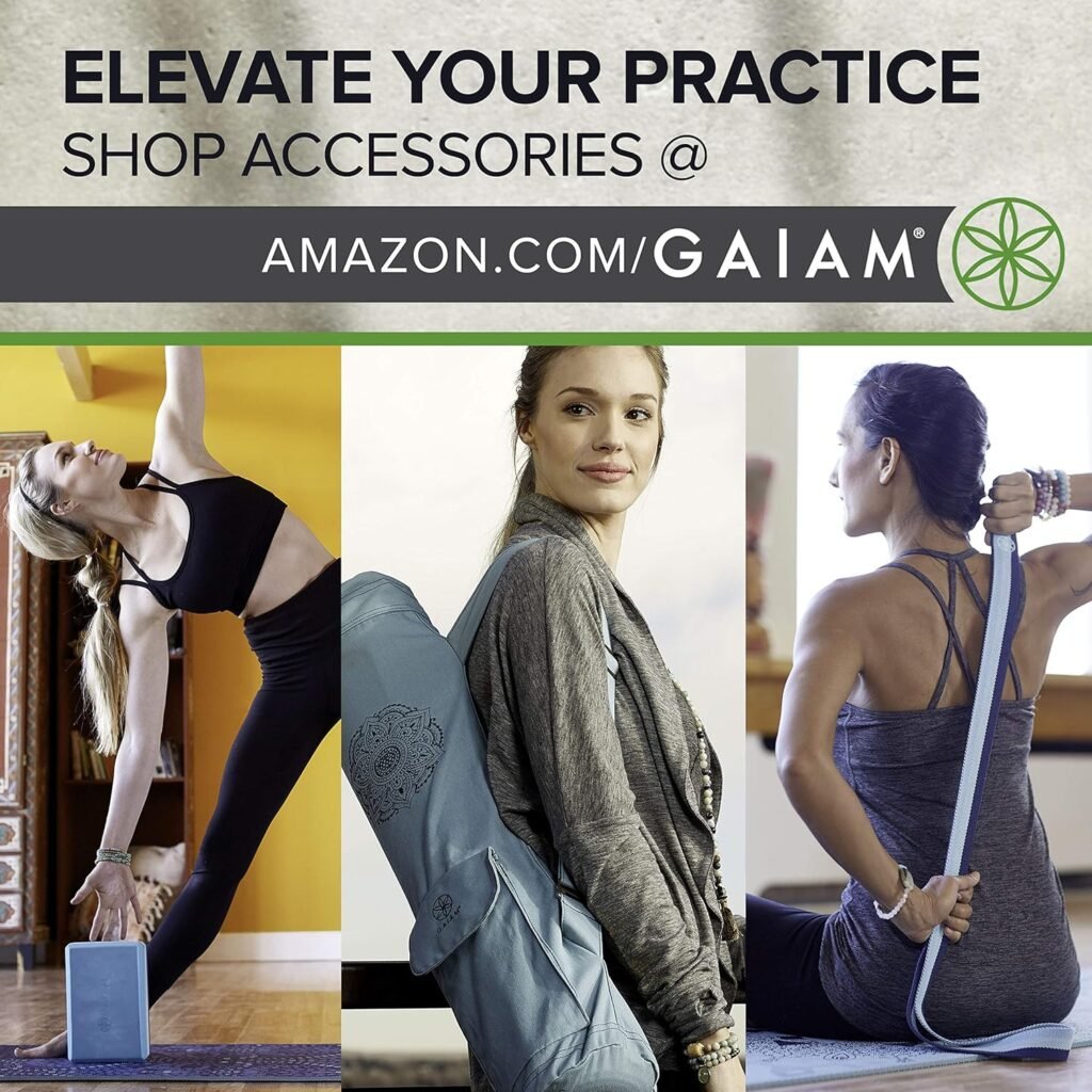 Gaiam Print Yoga Mat, Non Slip Exercise  Fitness Mat for All Types of Yoga, Pilates  Floor Exercises