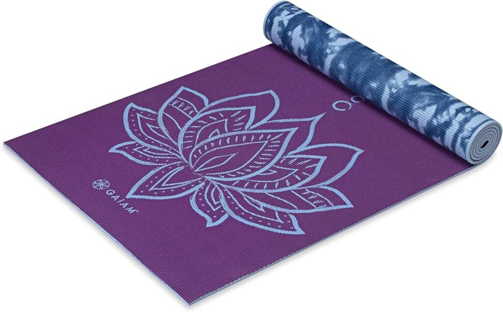 Gaiam Yoga Mat - Premium 6mm Print Reversible Extra Thick Non Slip Exercise  Fitness Mat for All Types of Yoga, Pilates  Floor Workouts (68 x 24 x 6mm Thick)