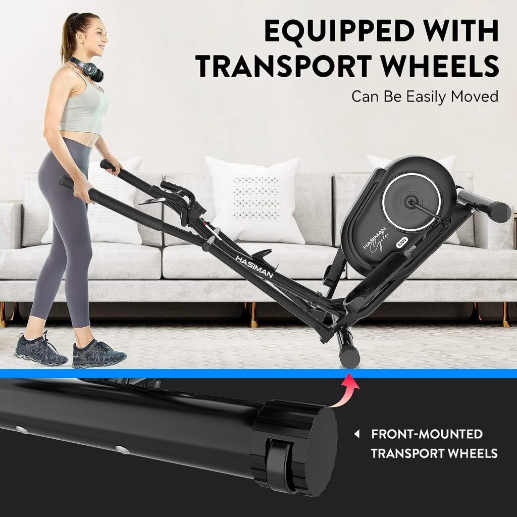 HASIMAN Elliptical Exercise Machine, Elliptical Machine for Home Use, Adjustable Magnetic Elliptical with Pulse Rate Grips and LCD Monitor, 350LB Weight Capacity