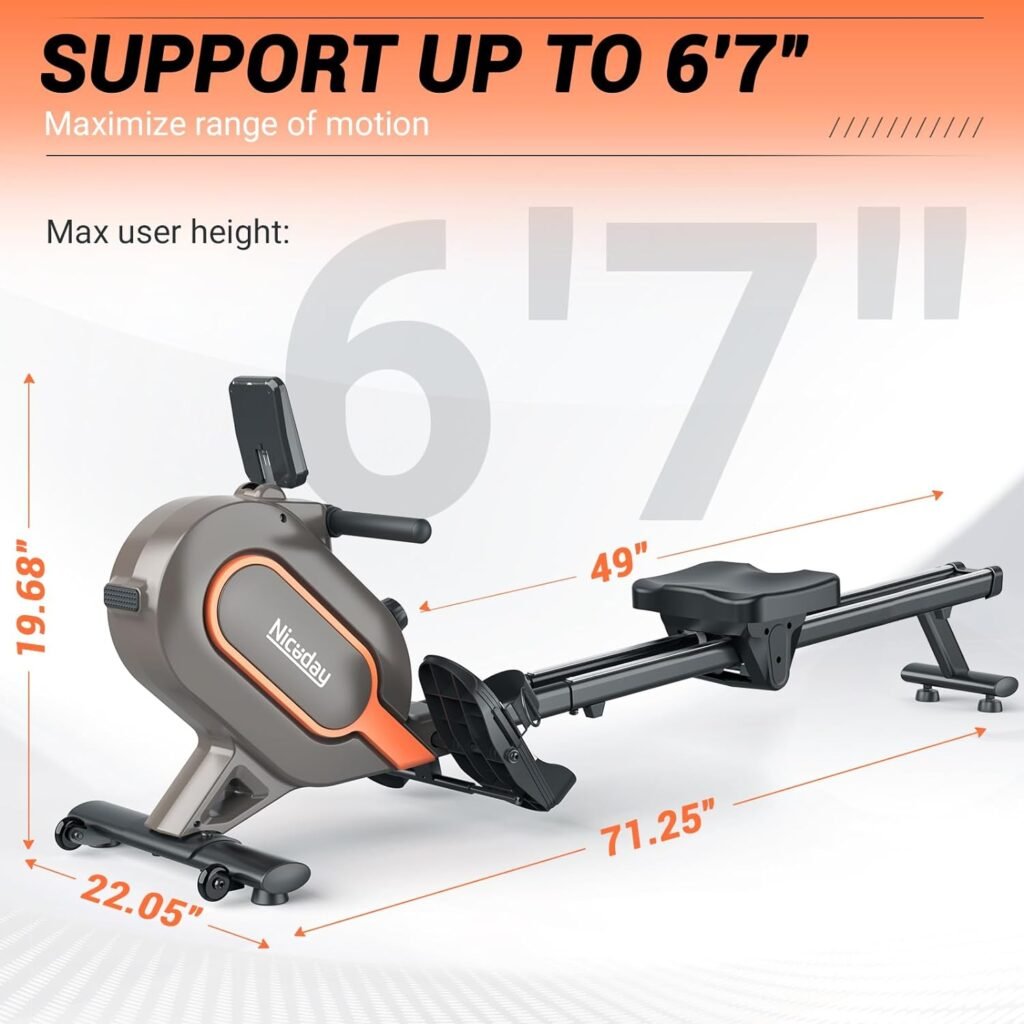 Niceday Rowing Machine, Magnetic Rower Machine with 16 Resistance Levels, 350LBS Loading Capacity