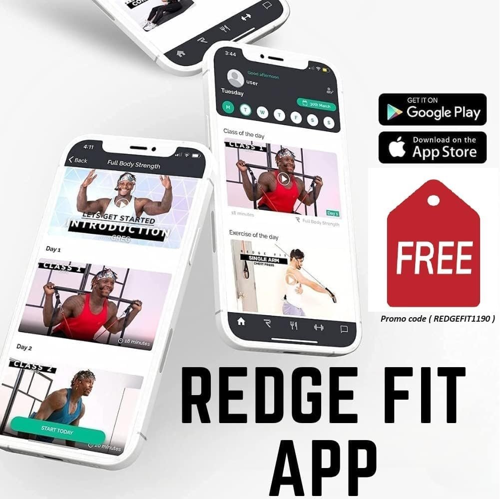 Redge Fit™ Complete Portable Full Body Home Gym Park Workout Set I Resistance Bands for Beginners to Elite Athletes I Pilates bar kit I Train Insane (with Free app)