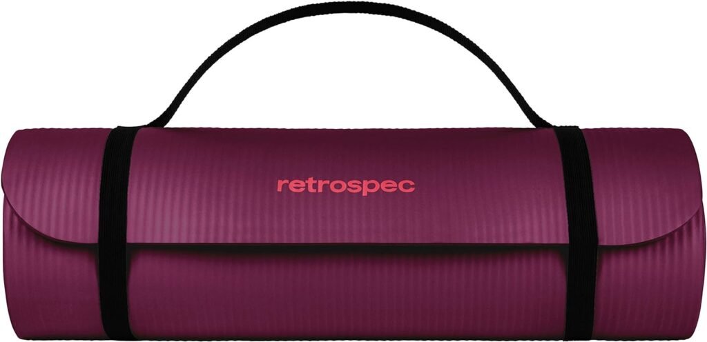 Retrospec Solana Yoga Mat 1/2 Thick w/Nylon Strap for Men  Women - Non Slip Excercise Mat for Yoga, Pilates, Stretching, Floor  Fitness Workouts, Boysenberry
