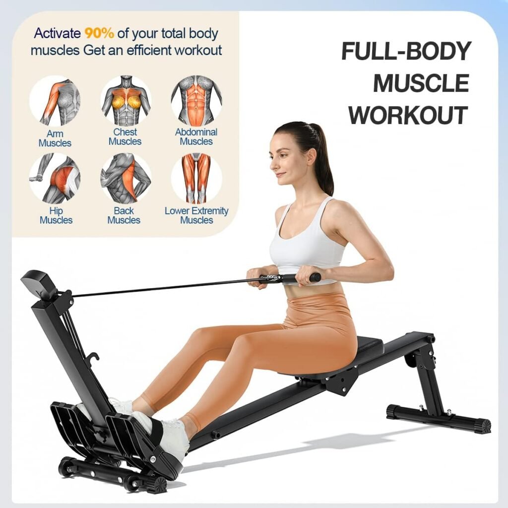 Rowing Machine for Home Use, Rowing Machine Rower for Full Body Exercise Cardio Workout with LCD Monitor  Comfortable Seat Cushion, Quiet  Smooth t-2023 Revolution New Row Machine