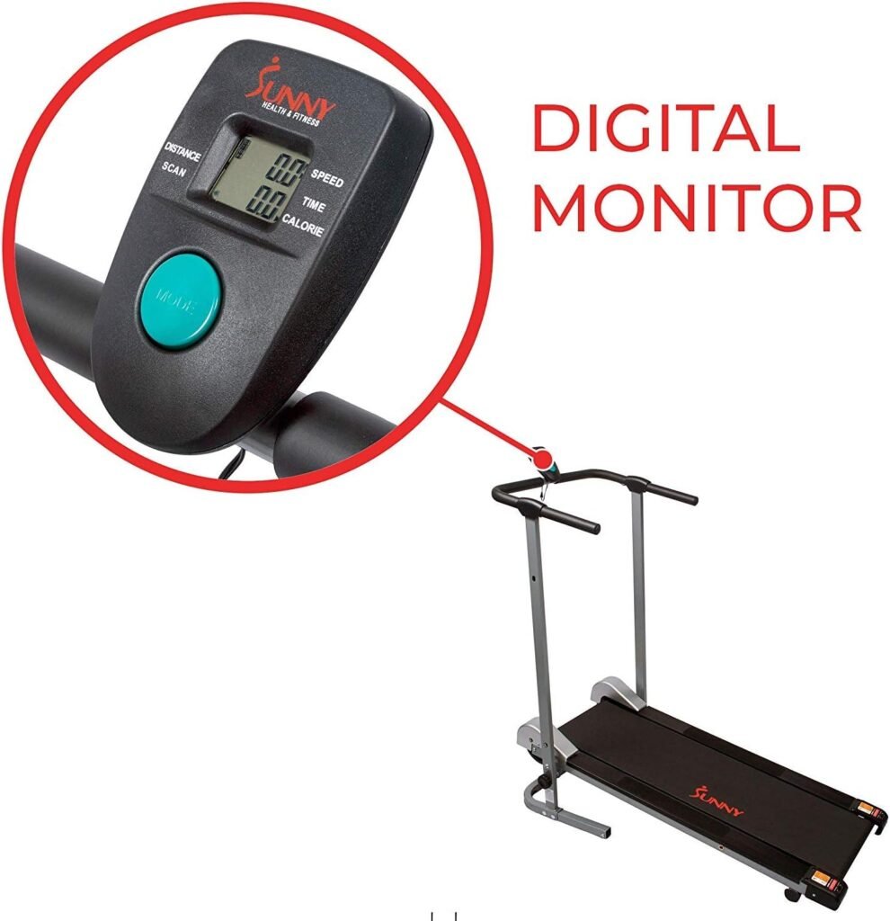 Sunny Health  Fitness SF-T1407M Foldable Manual Walking Treadmill, Gray