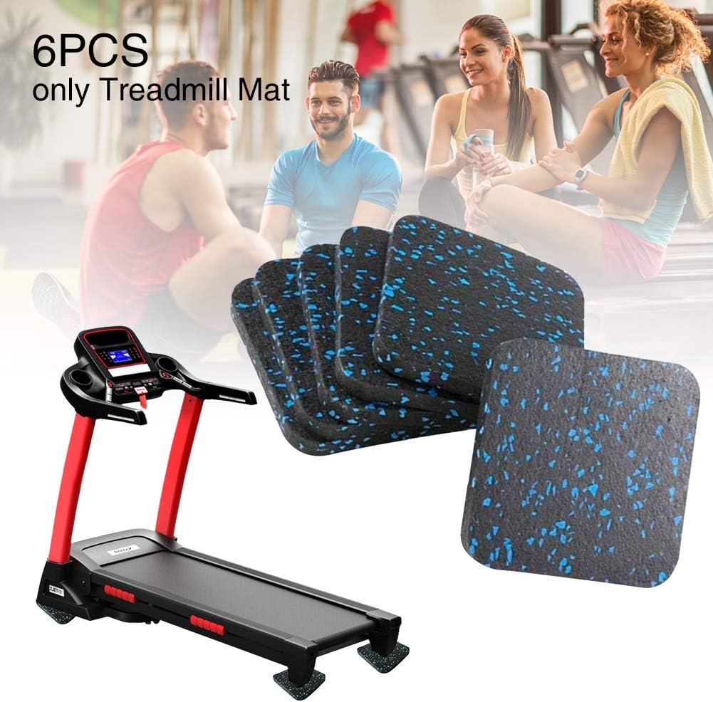 Xiaokeis Treadmill Mat Workout Mats for Home Gym, Noise Reduction Anti Vibration Treadmill Stationary Bike Mats Rubber Treadmill Mat(Black+Blue 6)