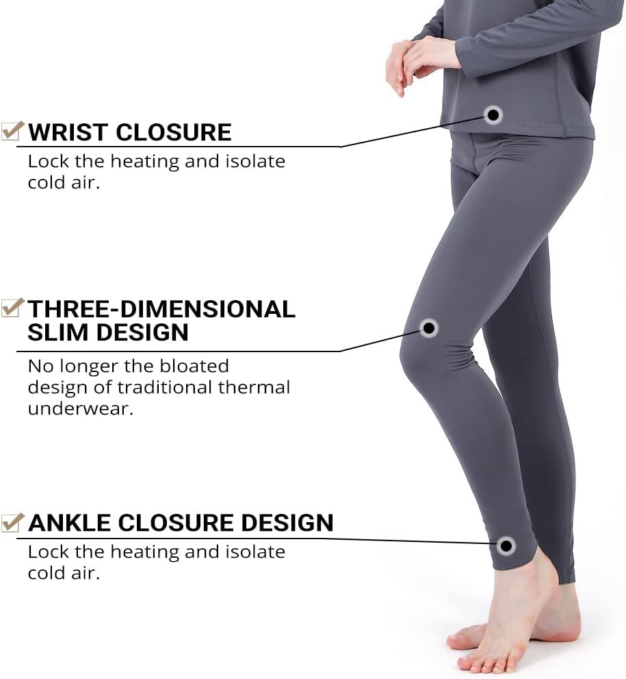 HEROBIKER Thermal Underwear Women Ultra-Soft Set Base Layer Top  Bottom Long Johns with Fleece Lined Winter Warm