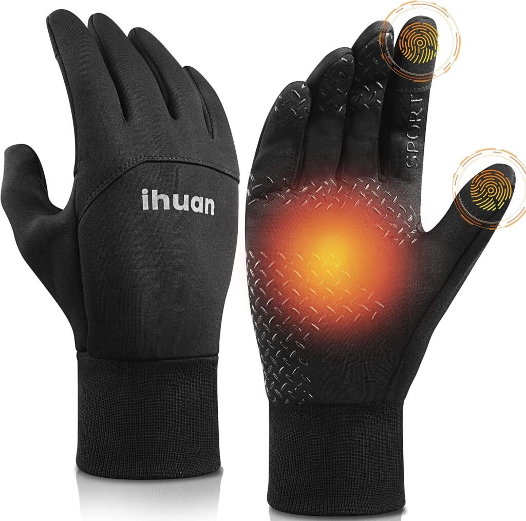 ihuan Winter Gloves for Men Women - Waterproof Warm Glove for Cold Weather, Thermal Gloves Touch Screen Finger for Running