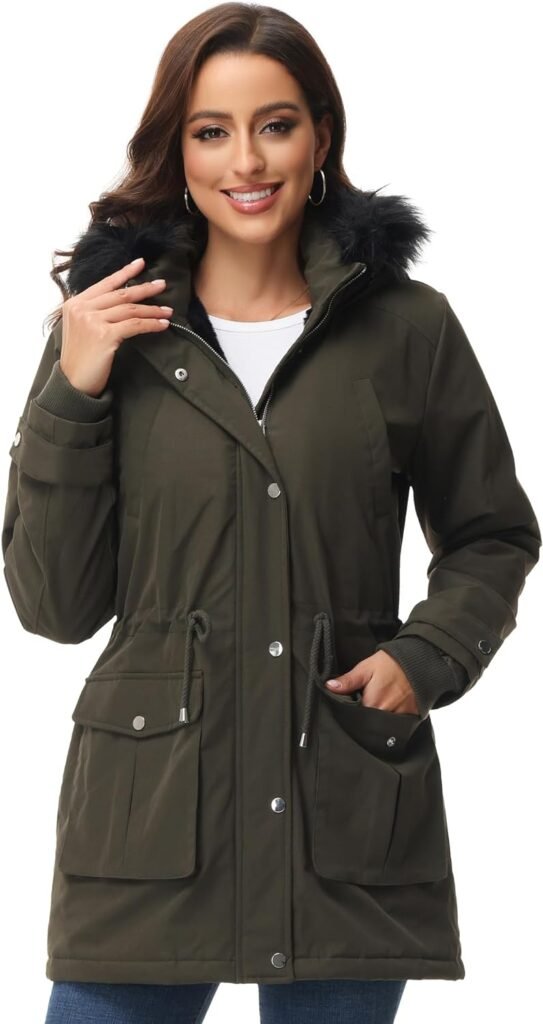 ROYAL MATRIX Womens Parka Coat Winter Warm Parka Jacket Fleece Lined Parka Coat Long Winter Coat with Hood