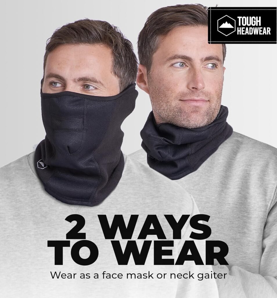 Tough Headwear Winter Face Mask  Ski Mask Neck Gaiter - Cold Weather Half Balaclava - Tactical Neck Warmer for Men  Women