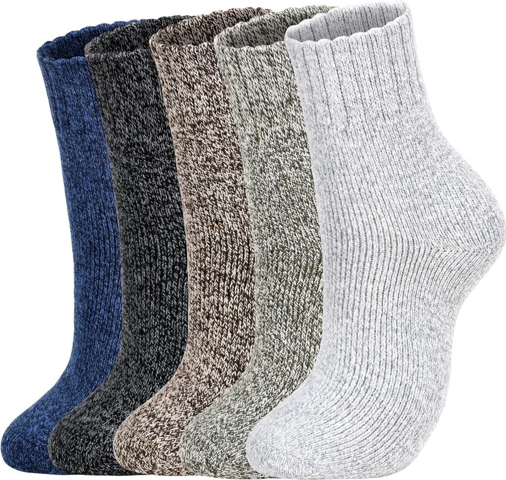 WDYHILE 5 Pairs Wool Socks - Warm Wool Socks For Women/Men, Super Soft Crew Socks Boot Socks, Thick Knit Cozy Socks