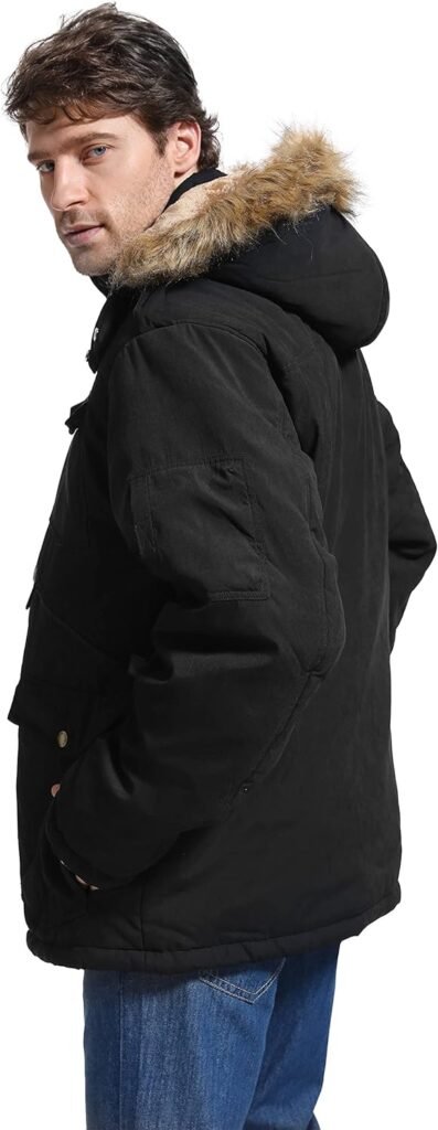 Yozai Mens Winter Coat, Warm Jackets for Mens Water Resistant Ski Snow Jacket Mountain Windbreaker Hooded Parka, S-2XL